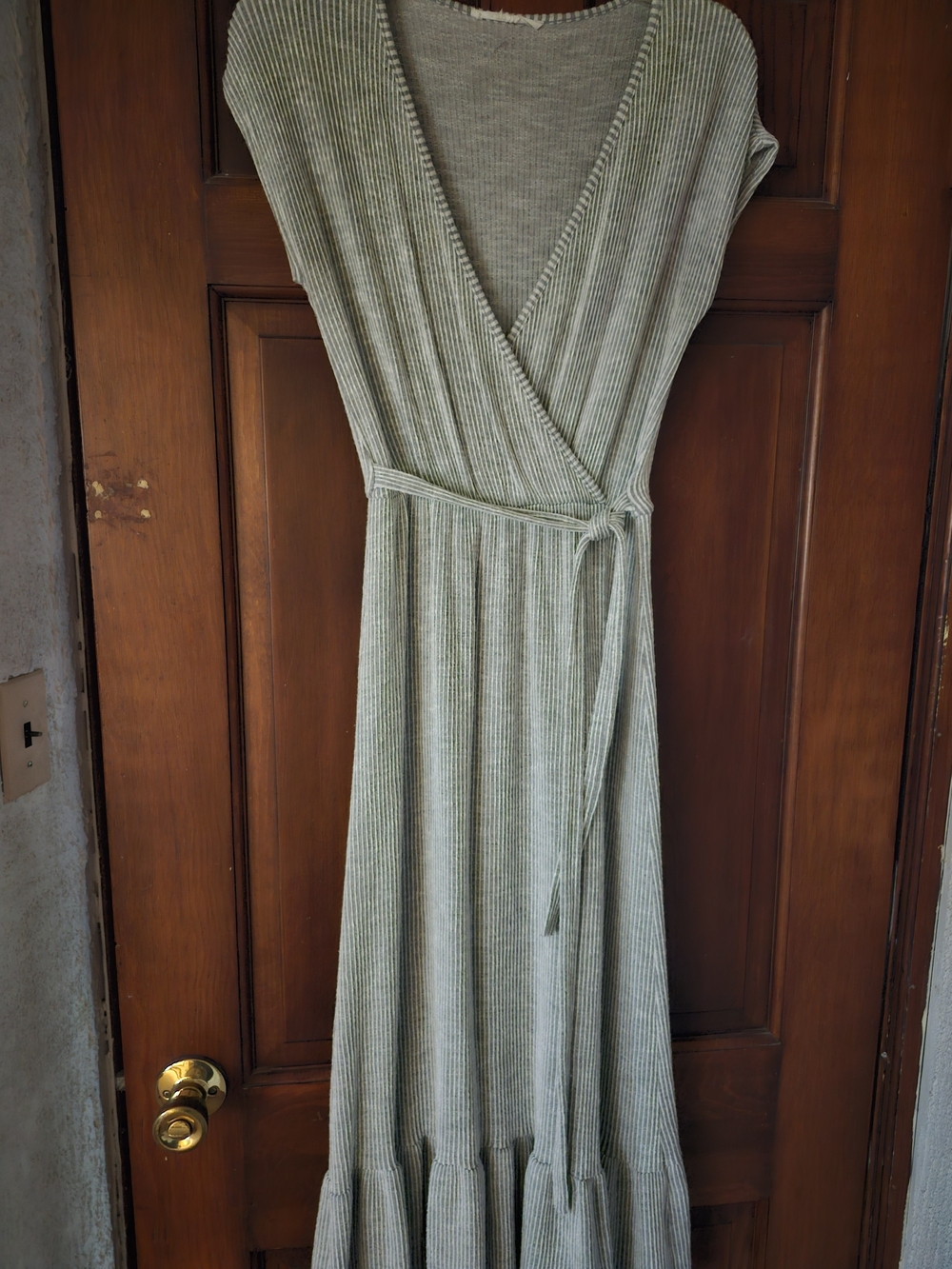 T.J.Maxx Sage Green Ribbed Maxi Wrap Dress